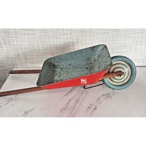 Vintage 1950's Toy Wheelbarrow Ohio Art Company Red Blue 20" x 9" Metal Tin SS